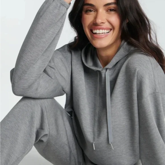 SPANX Air Essentials cropped hoodie in heather grey, size S NWT - Picture 1 of 6